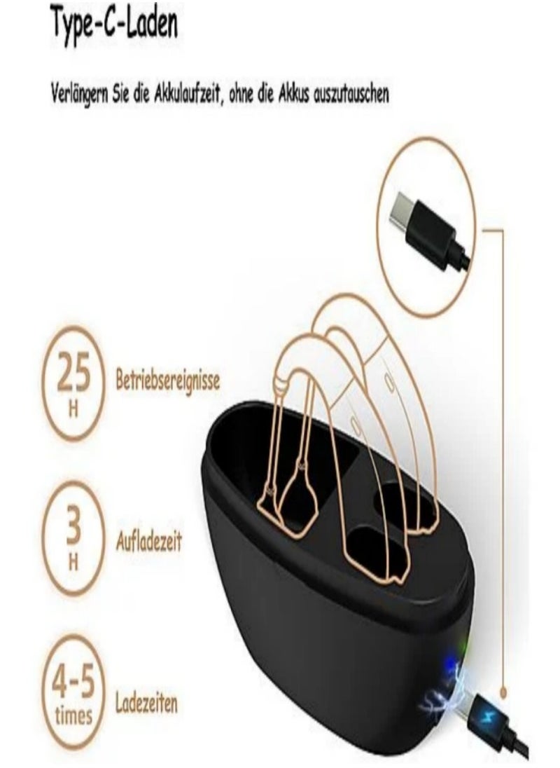 Hearing Aids for Seniors Rechargeable Hearing Aid with Noise Cancelling Hearing Amplifier with Adjustable Volume Control No Squealing One Pair Hearing Assist Device with Charging Box（blue-black）