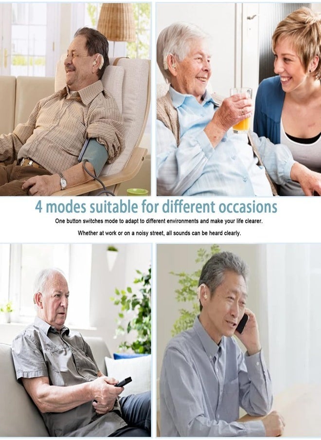 Hearing Aids for Seniors Rechargeable Hearing Aid with Noise Cancelling Hearing Amplifier with Adjustable Volume Control No Squealing One Pair Hearing Assist Device with Charging Box（blue-black）