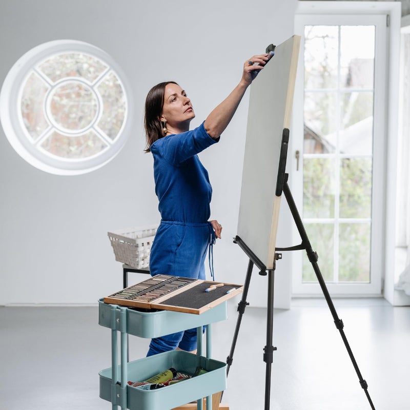 RRFTOK Art Easel for Painting and Display â€“ 2pcs Adjustable Floor 66 Inch Folding Aluminum Easel Stand for Sign - Table Top Canvas Stand - Portable Drawing Paint Heavy Duty for Artist Adults Holder or Teen - Image 4