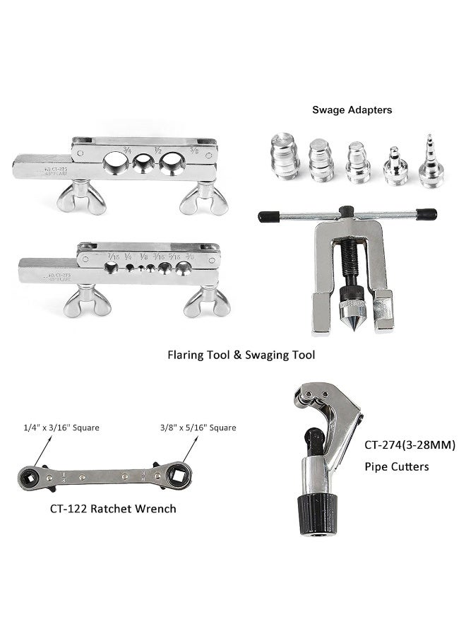 ديفاونز مجموعة أدوات احترافية لقطع الأنابيب وتوسيعها لأنظمة التدفئة والتهوية وتكييف الهواء والسباكة وتحسين المنزل، تتضمن قواطع أنابيب وأداة تشكيل وكتل توسيع ومحولات تشكيل لأنابيب النحاس والألومنيوم والفولاذ المقاوم للصدأ، متينة، خالية من التسرب، وتوسيعات دقيقة - Image 5