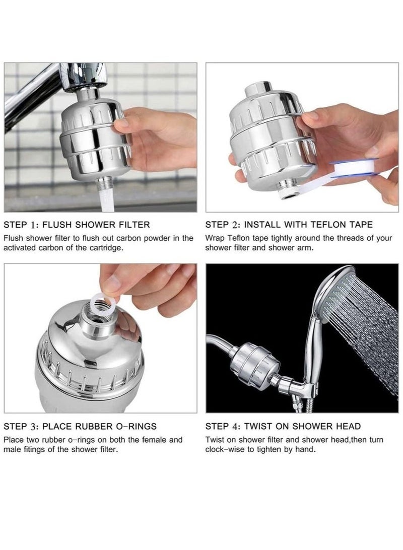 4 Pack 30-Stage Shower Filter Universal Replacement Filter Cartridge Hard Water Purifier Removes Chlorine, Heavy Metals, Iron, Other Sediments, High Output Water Softener, Skin and Hair Health - Image 5