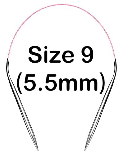 cuteDIY Size 9 Circular Knitting Needles 16 Inch Set Round Metal Kit - Image 2