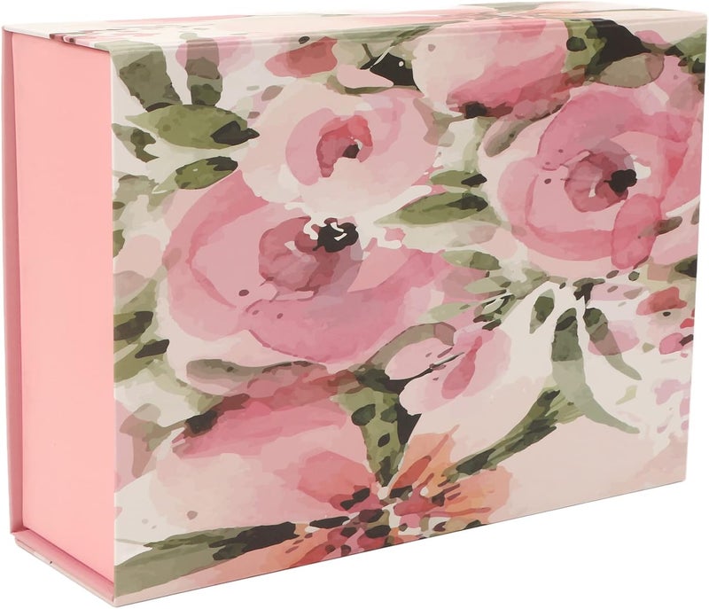 كلاراكو صندوق هدايا كبير من كلاركو، إغلاق مغناطيسي، من الورق المقوى المتين، شكل كلاسيكي، ألوان زاهية، سهل التجميع، استخدام واسع لإكسسوارات الهدايا (بنمط الزهور) - Image 2