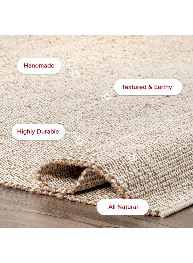 nuLOOM 2x3 Elfriede Jute & Cotton Hand Woven Area Rug, Natural, Solid Rustic Farmhouse Style, Weaved Design, Natural Fiber, For Bedroom, Living Room, Dining Room, Hallway, Office, Entryway - Image 4