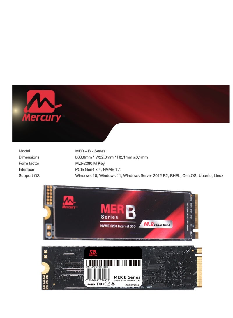Mercury M.2 NVMe SSD, 2280 PCIe Gen 4 x 4, 7200MB/s Read, 6400MB/s Write (1, TB) - Image 3