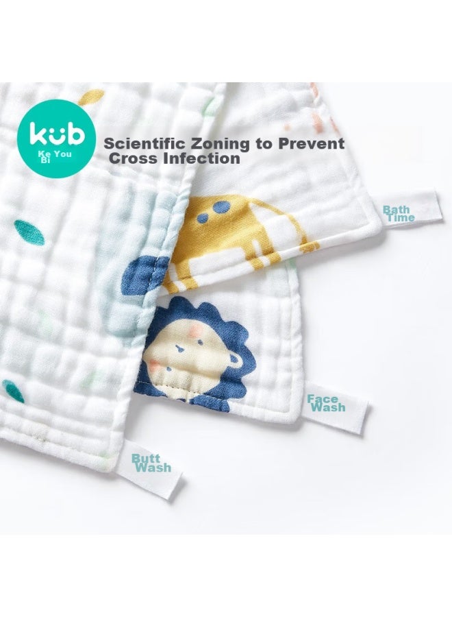Kub Baby Drool Bib, Face Towel, Nursing Cloth, Children's Handkerchief, Newborn Pure Cotton Gauze Towel, 6-pack With Hanging Rope - Image 4