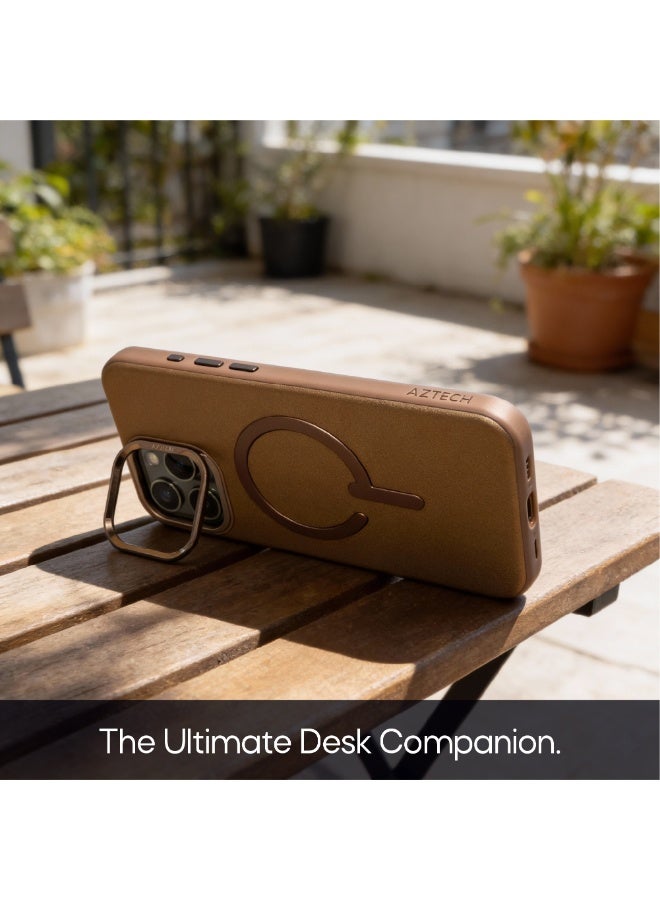 Aztech Handcrafted Premium Italian Leather Case for iPhone 16 Pro Max, MagSafe Compatible, Two-Tone Effect, Unique Patina Over Time, Desert Titanium Color, Slim Fit, Durable Protective Case, Anti-Scratch, Shockproof, Luxury Leather Cover, Stylish iPhone 16 Pro Max Case, Everyday Protection, Drop Protection, Magnetic Wireless Charging Compatible, Modern Phone Cover, Trendy Mobile Accessories, iPhone 16 Pro Max Accessories, Premium Leather Case - Image 3