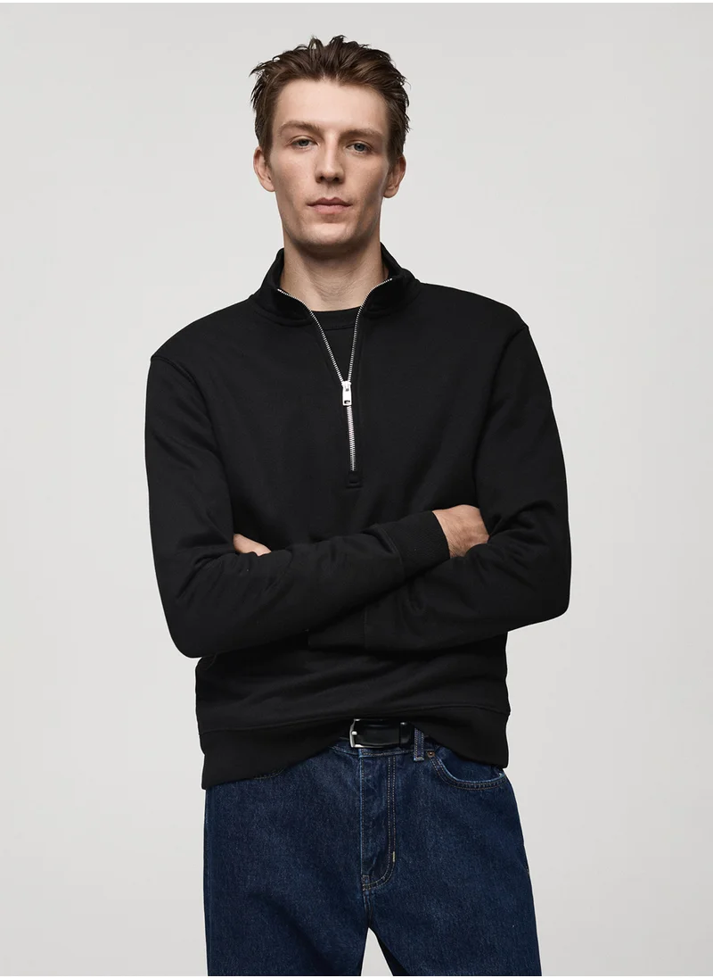 مانجو مان Winny Half Zip Detailed Sweatshirt