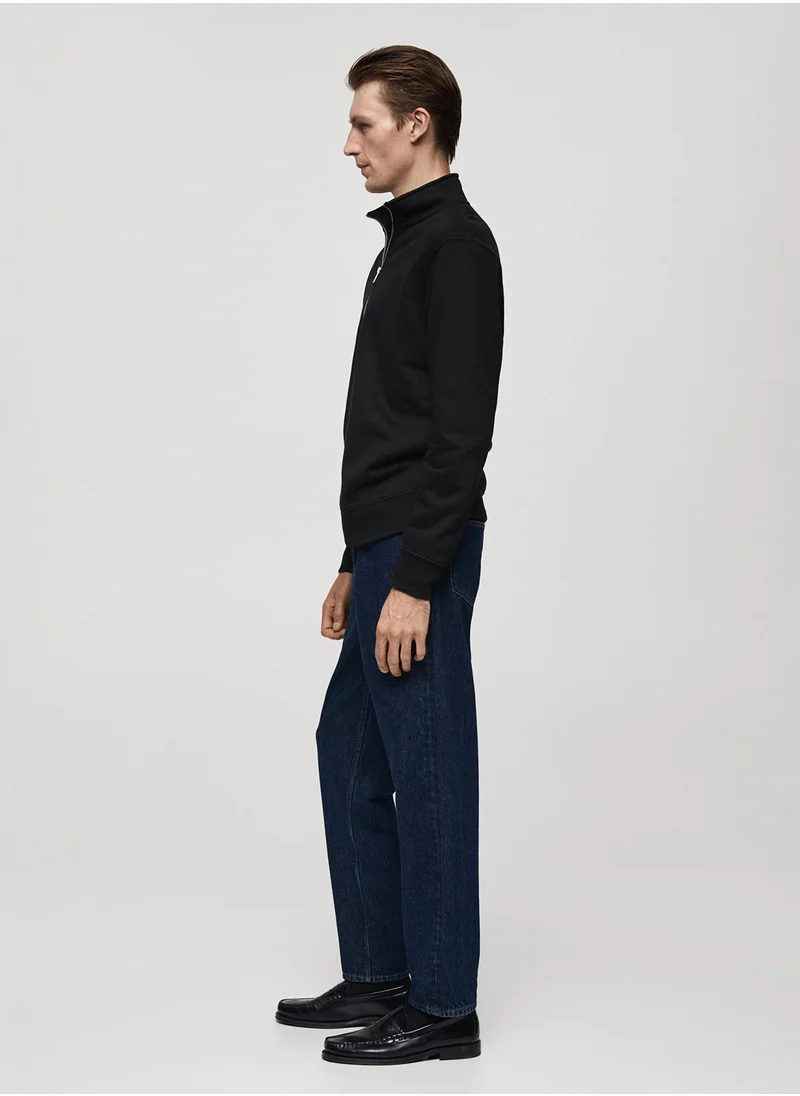 مانجو مان Winny Half Zip Detailed Sweatshirt