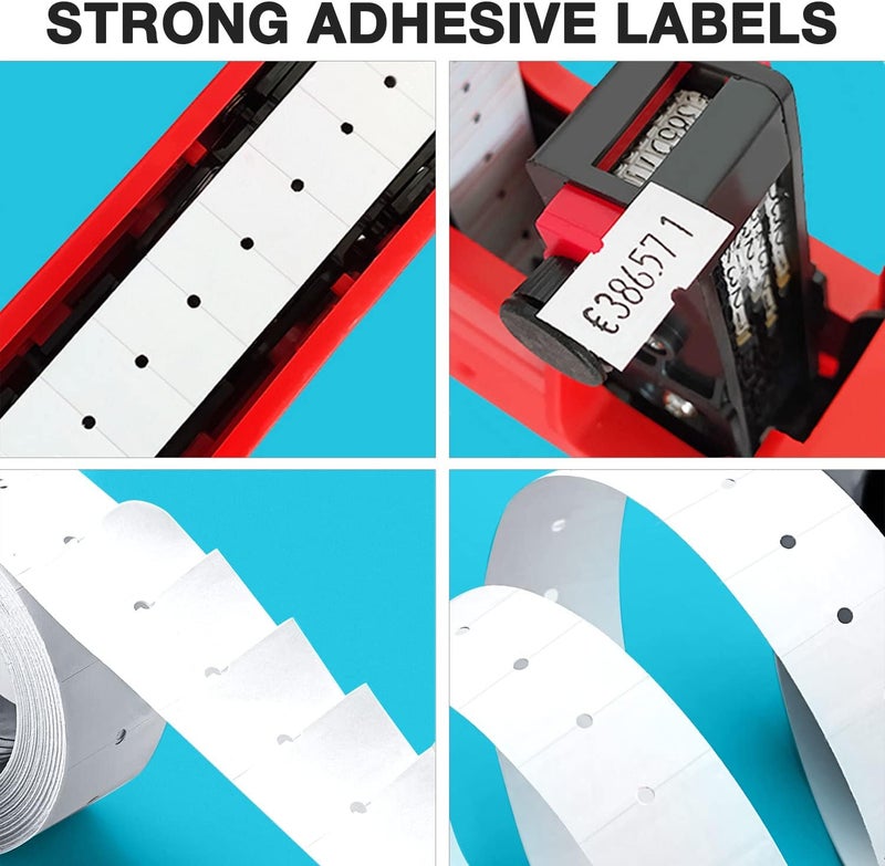 KPX 30 Rolls 15000pcs White Price Gun Labels for Mx-5500 Labeller White Pricemarker Stickers Plus 3 Piece Refill Ink Rolls (30 Rolls Pure White + 3 Refill Inks) - Image 5