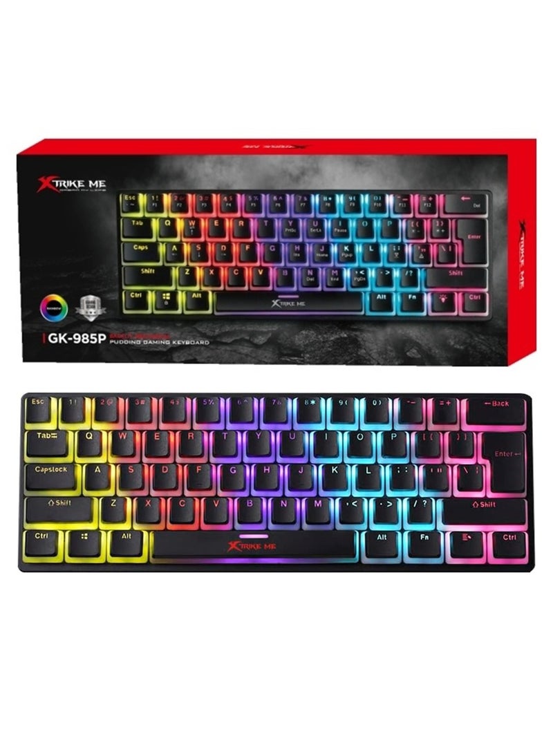 XTRIKE ME لوحة مفاتيح ميكانيكية للألعاب GK-985P سلكية مع إضاءة RGB - Image 1