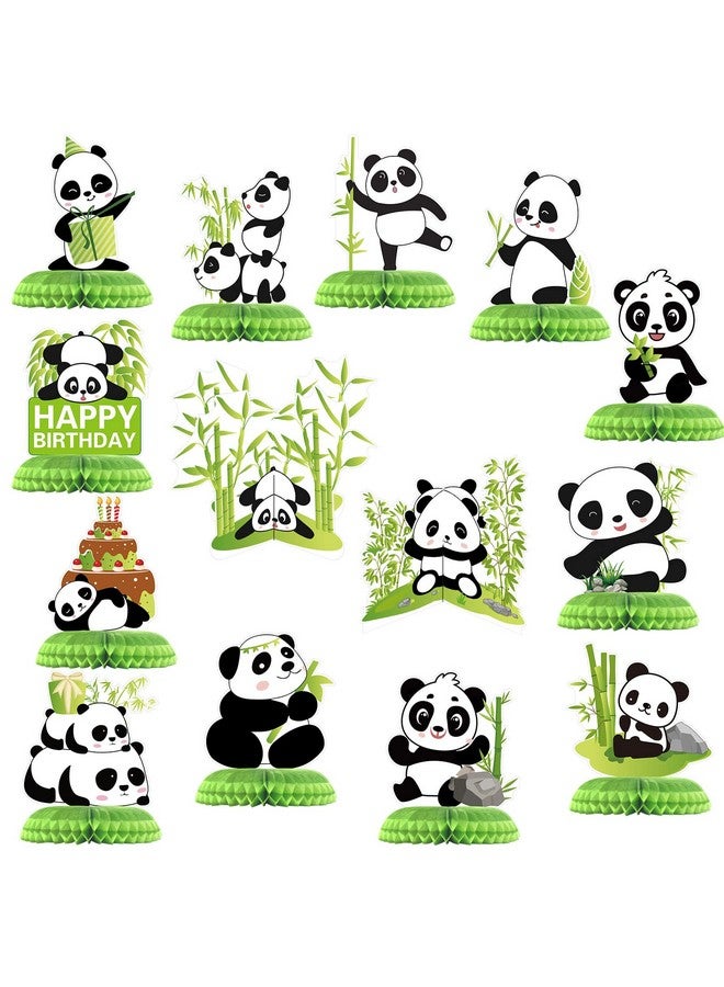 Demissle 14 Pieces Panda Party Decorations Panda Honeycomb Centerpieces Panda Party Supplies Cute Paper Table Centerpieces Birthday Party Table Decoration - Image 1