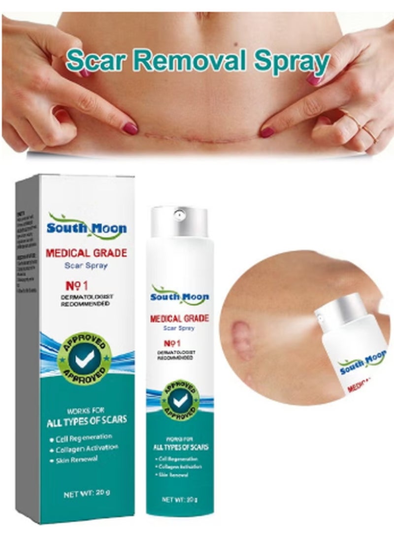SOUTH MOON Medical Grade Scar Spray, Reduce Scars and Smooth Skin 20g - Image 1