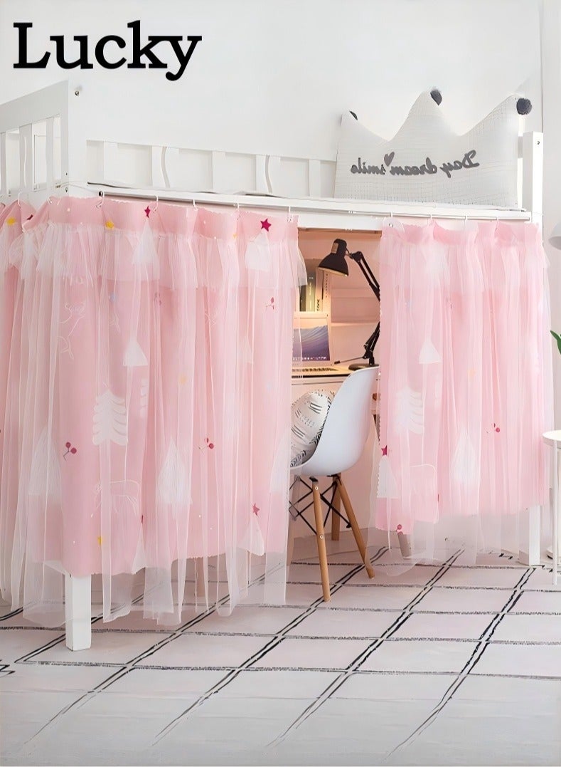 لاكي 2 قطعة ستارة سرير خاصة في الجزء السفلي من السرير بطابقين، ستارة تعتيم سرير واحد قابلة للتنفس والغبار، ستارة سرير عائلي عنبر، طبقة مزدوجة يمكن أن تغطي 3 جوانب - Image 1