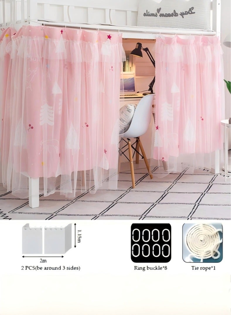 لاكي 2 قطعة ستارة سرير خاصة في الجزء السفلي من السرير بطابقين، ستارة تعتيم سرير واحد قابلة للتنفس والغبار، ستارة سرير عائلي عنبر، طبقة مزدوجة يمكن أن تغطي 3 جوانب - Image 2