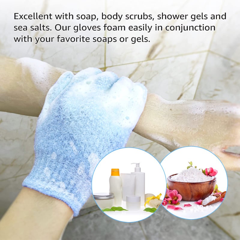 Evridwear Exfoliating Glove for Shower Man and Women, Dual Texture Bath Body Scrub Gloves Dead Skin Cell Remover forHome Spa, Massage,with Hanging Loop (1 Pair Moderate) - Image 4