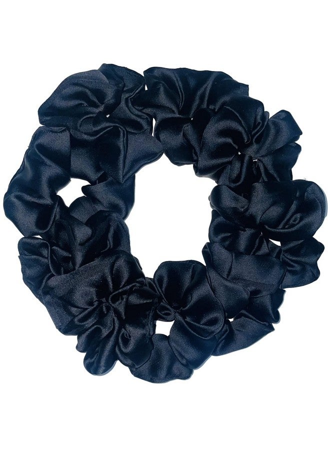 Drishti Plain Black Hair Scrunchies Hair Ponytail Holder Soft Fabric For Girl And Women Black (Pack of-6) - Image 1