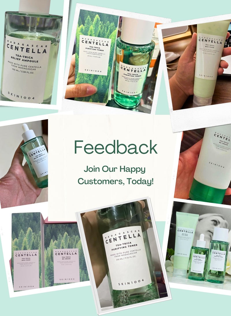 SKIN1004 Madagascar Centella Tea-Trica Skincare Set - Includes BHA Foam Cleanser, Purifying Toner, Relief Ampoule, and B5 Cream - Complete Routine for Clear, Hydrated, and Balanced Skin 510ml - Image 3