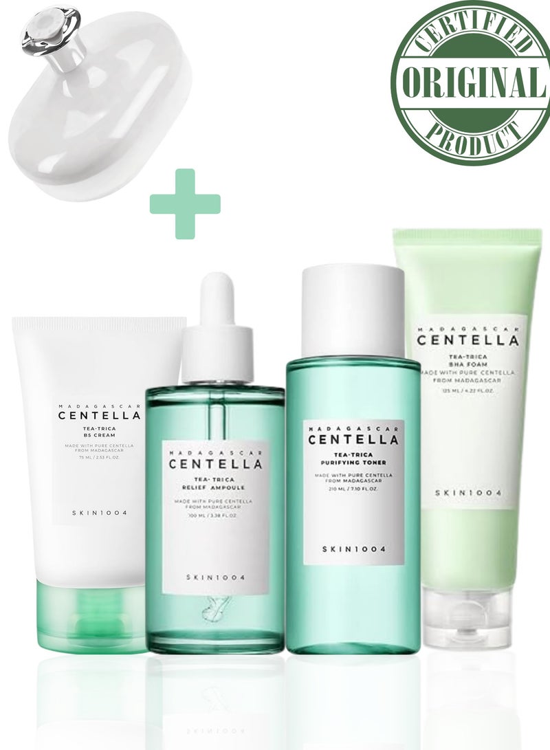 SKIN1004 Madagascar Centella Tea-Trica Skincare Set - Includes BHA Foam Cleanser, Purifying Toner, Relief Ampoule, and B5 Cream - Complete Routine for Clear, Hydrated, and Balanced Skin 510ml - Image 2