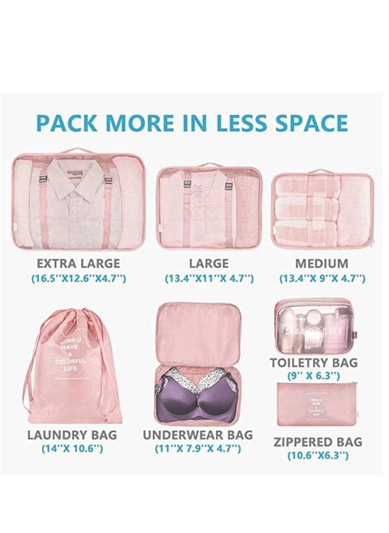 7 Pack Packing Cubes Value Set for Travel Luggage Organiser Bag Compression Pouches Clothes Suitcase Packing Organizers Set with Toiletry Bag