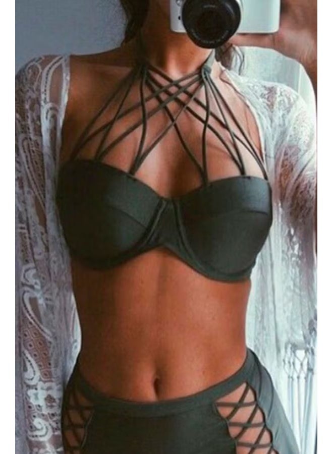 Angelsin Khaki Green Bikini Top - Image 1
