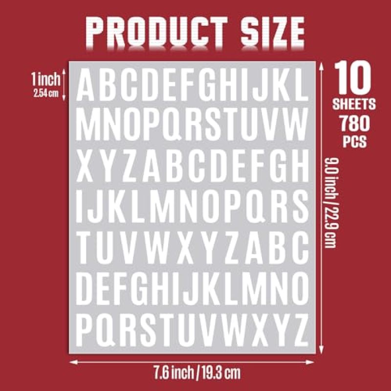1 Inch White Vinyl Letter Stickers 780-Count Waterproof Self-Adhesive Alphabet Decals - Easy Peel-and-Stick for Indoor Outdoor Signs Crafts Walls - Image 3