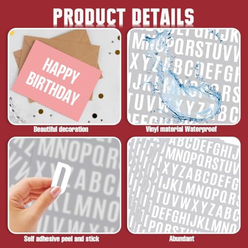 1 Inch White Vinyl Letter Stickers 780-Count Waterproof Self-Adhesive Alphabet Decals - Easy Peel-and-Stick for Indoor Outdoor Signs Crafts Walls - Image 4
