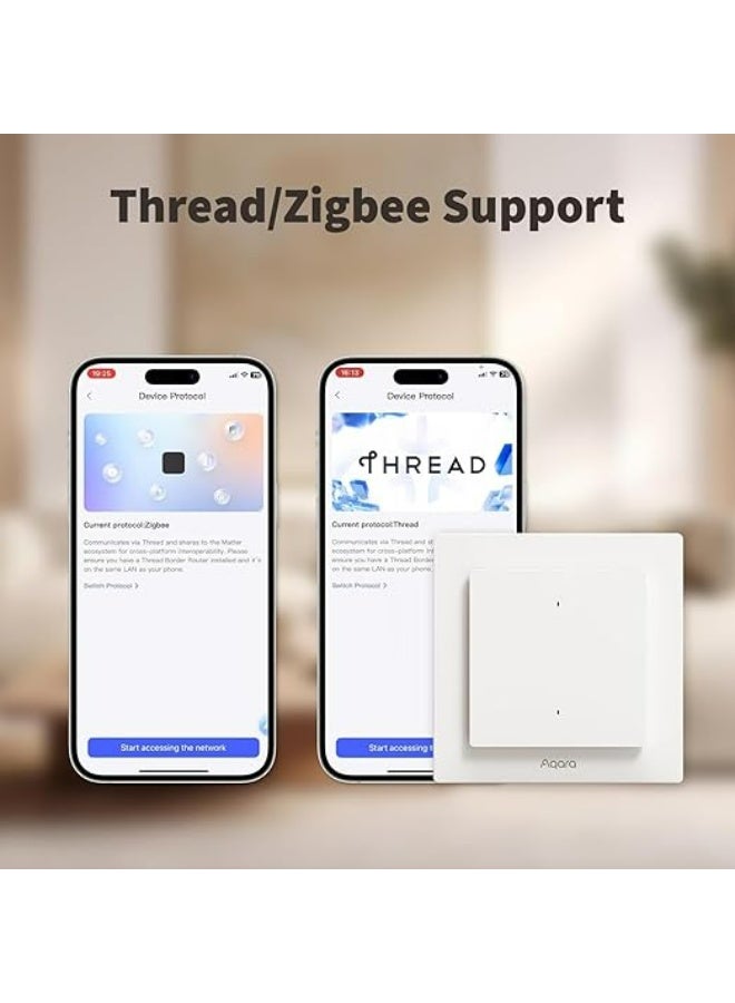 أكارا مفتاح الإضاءة الذكي Aqara H2 EU (ثنائي القناة، ثنائي الاتجاه، قناة واحدة)، يدعم بروتوكول Thread/Zigbee، مفتاح جداري للمنزل الذكي، يدعم Apple Home وGoogle Assistant وMatter عبر Thread - Image 5