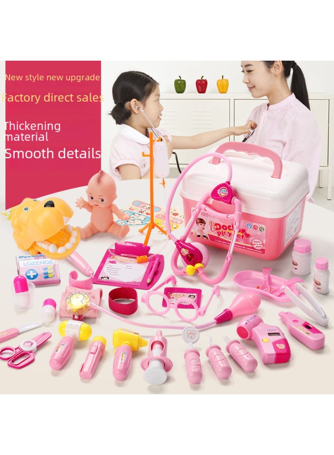 Women's Doctor Toy Set Nurse Medical Box Children's Play House Injection Baby Tool Kit-Color:52 Blue Sound And Light Ambulance + Doctor Suit - Image 2