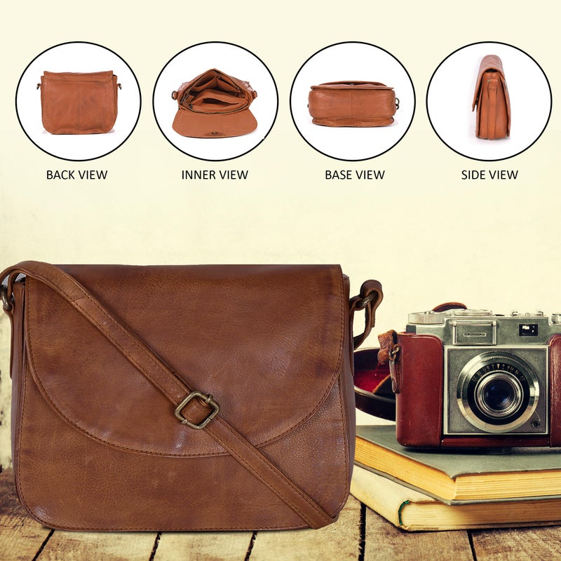 Ozora Handmade Leather Crossover Purse/Bag for Women with Adjustable Strap, YKK Zippers & Spacious Pockets - Image 5