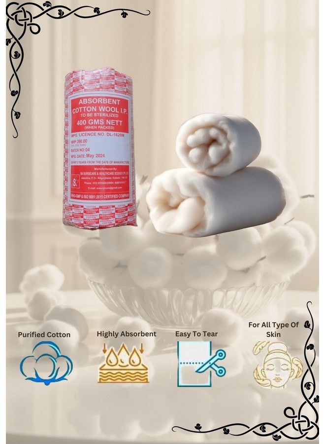 Absorbent Cotton Roll-400 GMS NETT (Ideal for Makeup Removal,Medical Use - WHO-GMP & ISO Certified) - Image 5