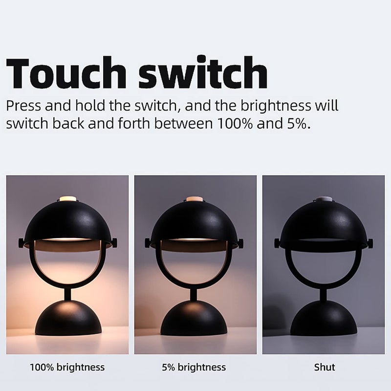OneLeaf Cordless Table Lamp Modern LED HangableWaterproof Rechargeable Battery Touch Desk lamp CampBlack Modern - Image 4