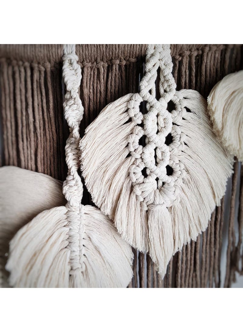 انتيكيانو تعليقة جدارية من المكرمية بشكل أوراق – أوراق مكرمية بيضاء – ديكور جداري بوهيمي لجو دافئ ومريح - Image 4