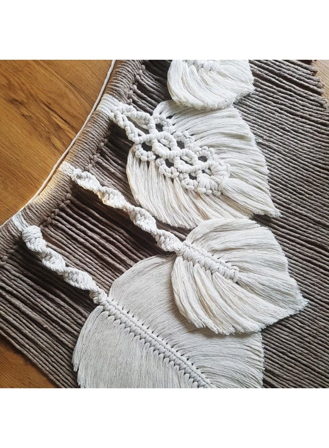 انتيكيانو تعليقة جدارية من المكرمية بشكل أوراق – أوراق مكرمية بيضاء – ديكور جداري بوهيمي لجو دافئ ومريح - Image 3