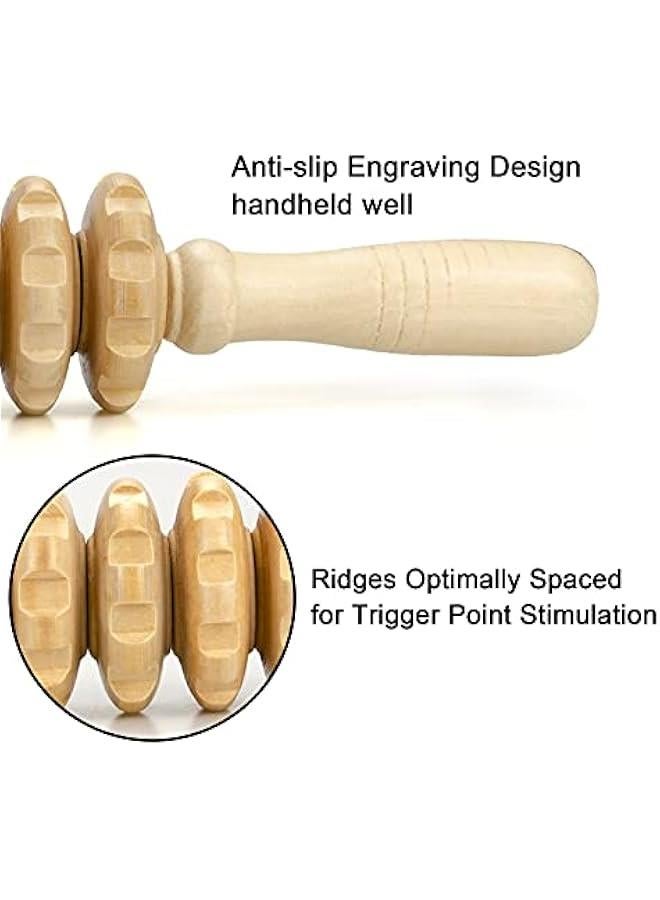 Wood Massage Roller Stick, Cellulite Muscle Roller Stick for Athletes, Trigger Point Manual Massage Stick for Sore Muscle Pain Relief & Recovery, Tightness, Soothing Cramp, (1 PCS, White) - Image 2