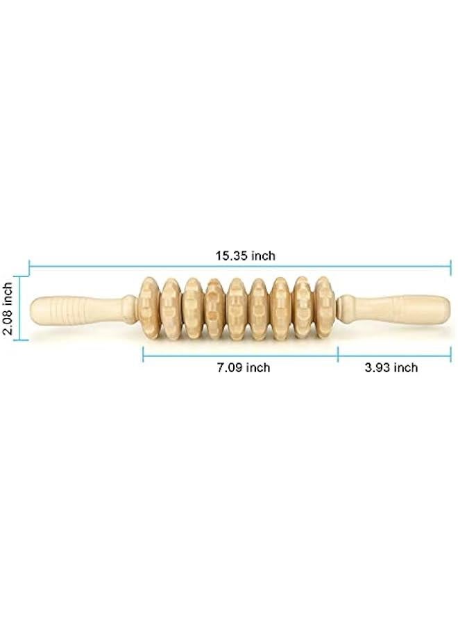 Wood Massage Roller Stick, Cellulite Muscle Roller Stick for Athletes, Trigger Point Manual Massage Stick for Sore Muscle Pain Relief & Recovery, Tightness, Soothing Cramp, (1 PCS, White) - Image 3