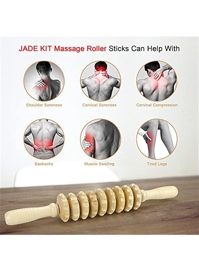 Wood Massage Roller Stick, Cellulite Muscle Roller Stick for Athletes, Trigger Point Manual Massage Stick for Sore Muscle Pain Relief & Recovery, Tightness, Soothing Cramp, (1 PCS, White) - Image 4