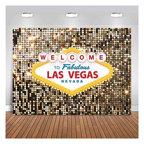 Fanghui Welcome to Las Vegas Photo Background Fabulous Casino Poker Movie Themed Photography Backdrops 5x3ft Vintage Costume Dress-up Birthday Prom Ceremony Baby Shower Banner Supplies Props Vinyl - Image 3