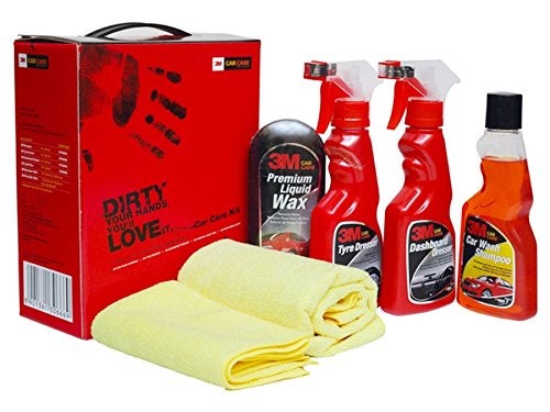 3M Large Car Care Kit | Car Shampoo | Tyre Dresser | Dashboard Dresser | Liquid Wax | Microfiber Cloth (All in One) - Image 1
