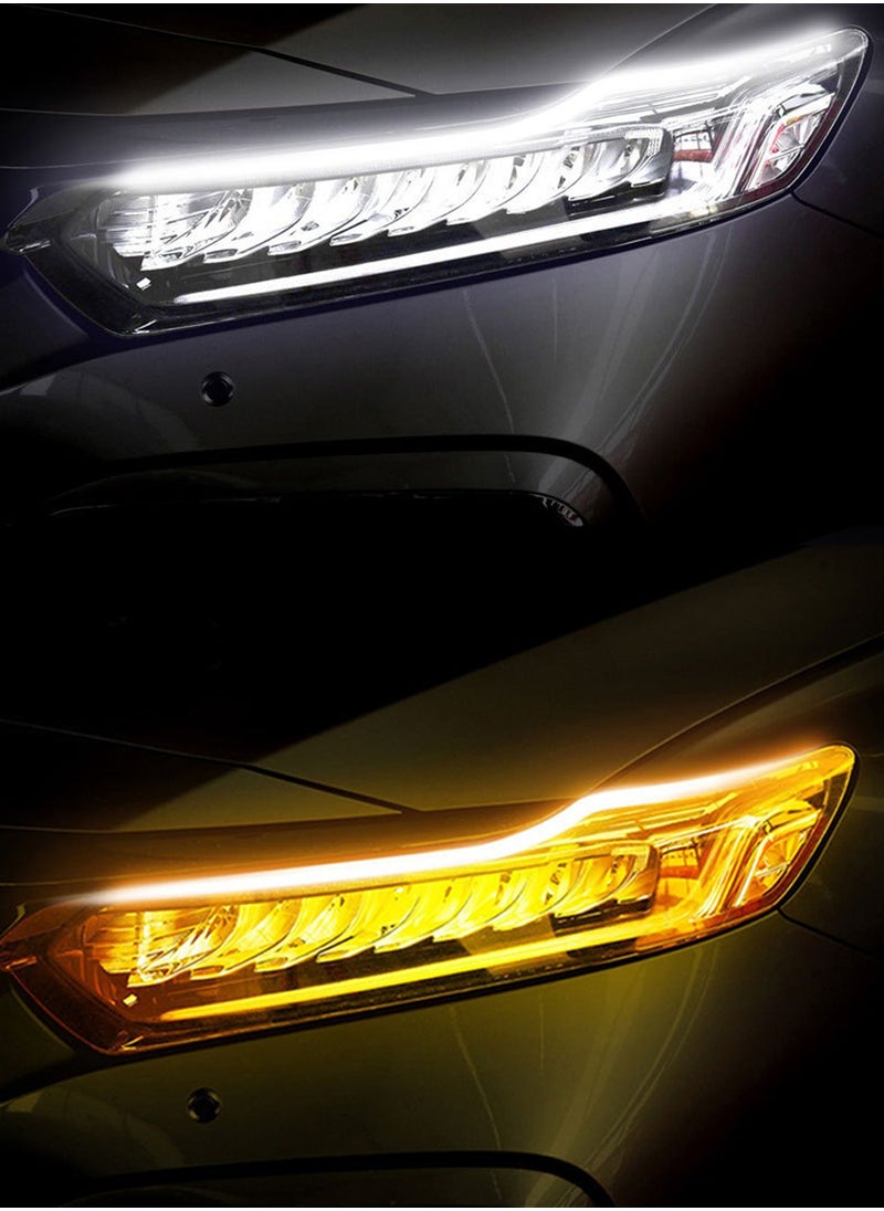 Arabest 2pcs LED DRL Car Daytime Running Light Flexible Waterproof Strip Auto Headlights White Turn Signal Yellow Brake Flow Lights 12V  - Image 1