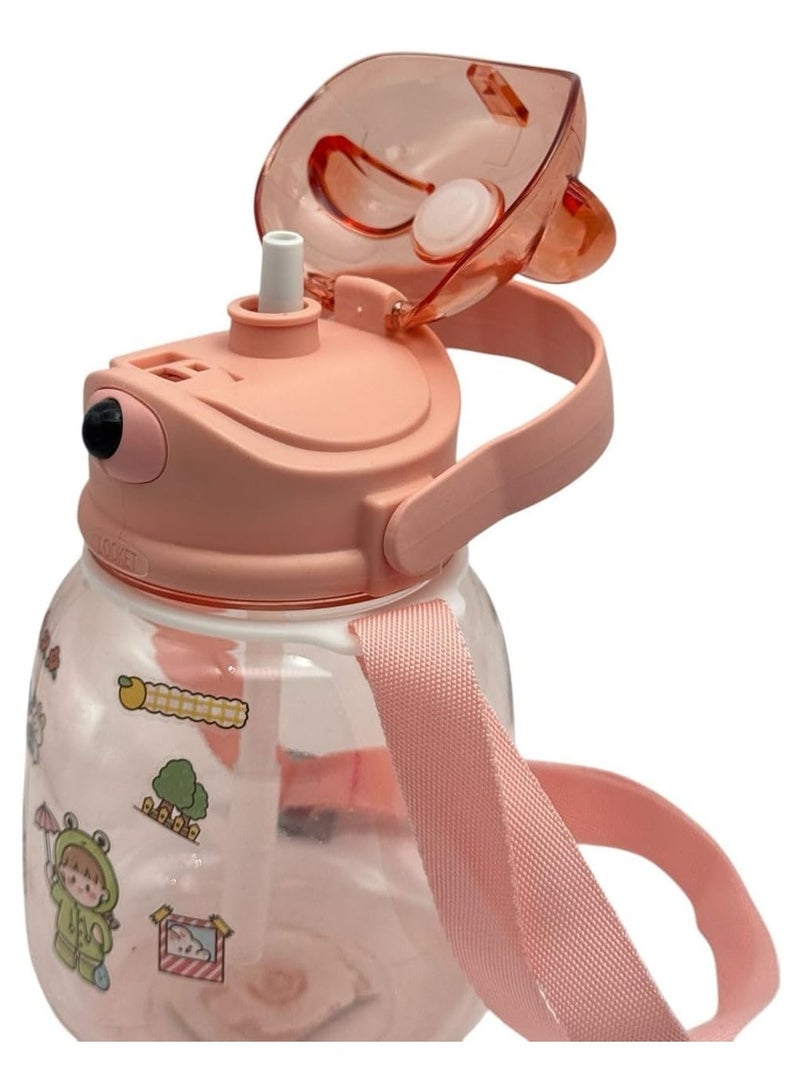 QSHOP Cute Bear Baby Bottle - 1.5L Straw + Neck Strap + Comfortable Handle - Perfect for School, Kindergarten and Long Outings for Frequent Fatigue  - Image 2