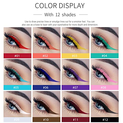 DekRion Liquid Eyeliner Eyeliner Liquid Longlasting Colored Eyeliners White Black Red Brown Green Purple Waterproof Highpigmented Colorful Eyeliners for Eye Makeup1PC - Image 5