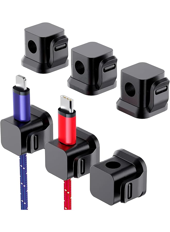 Green Tiger 6 Pcs Cable Organizer - Multipurpose USB Cable Holder, Phone Charging Cable Keeper, Useful for Power Cords, USB Cables, TV Cables for Home, Office, Car, Desk, Nightstand (Black) - Image 1