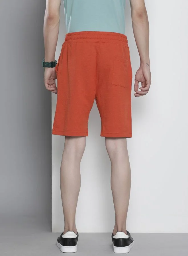 The Indian Garage Co Men Regular Fit Placement Embroidery Mid-Rise Knitted Shorts