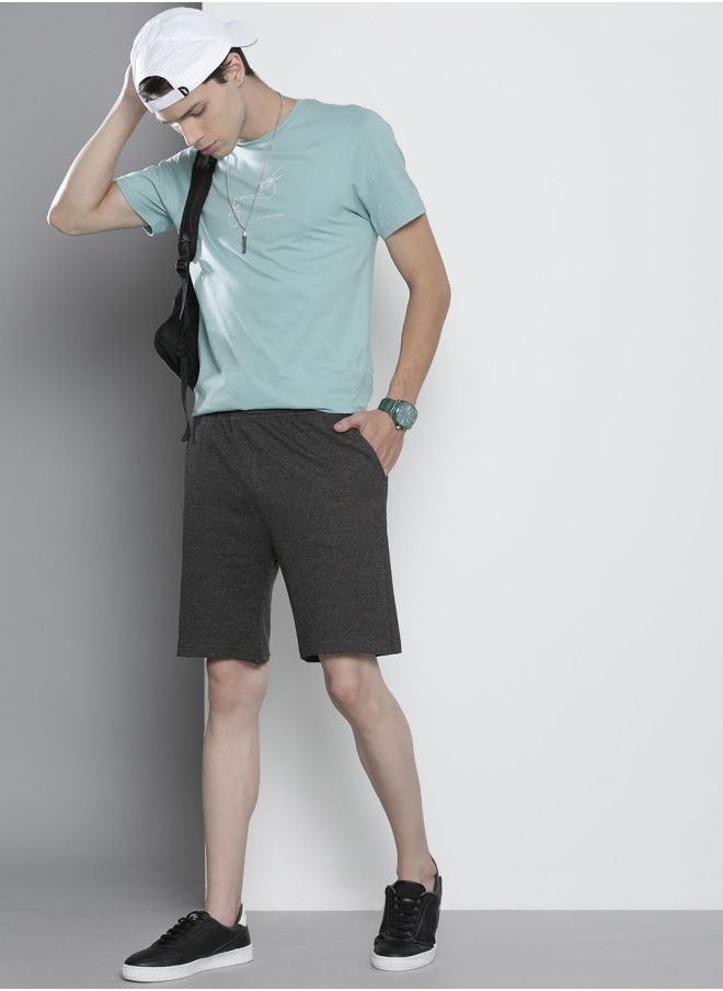 The Indian Garage Co - Men Regular Fit Placement Embroidery Mid-Rise Knitted Shorts - Image 1