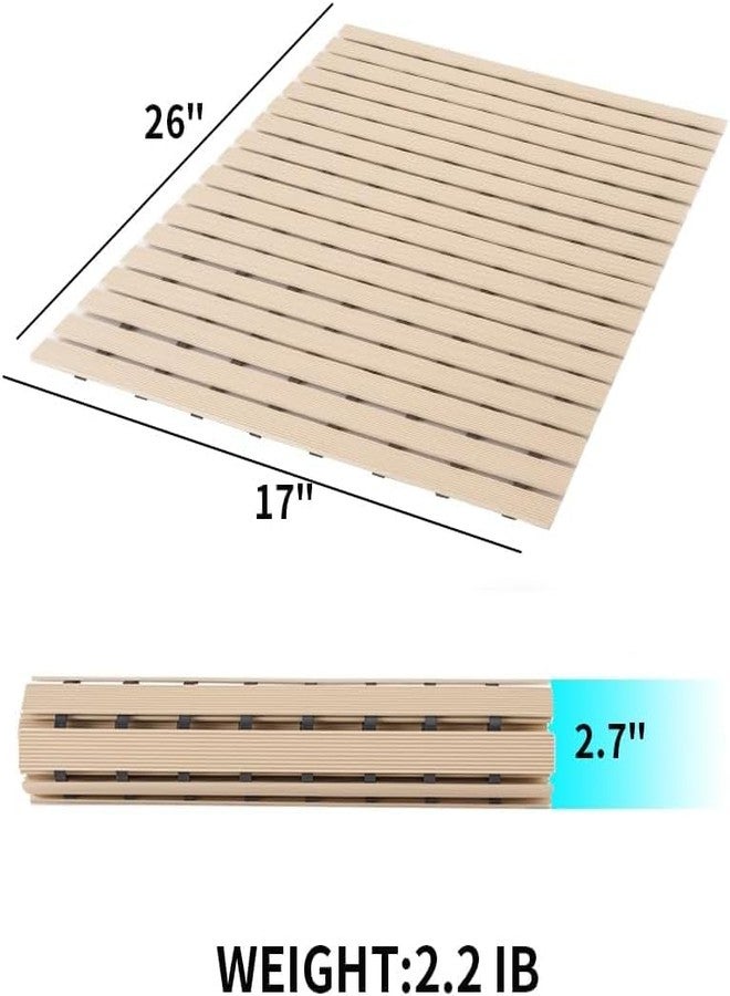 Eurotex Shower-Mat Non Slip, Heavy Duty Bathtub-Mat Curlable Quick Drain Sturdy Bath Tub Mat Without Suction Cups for Indoor Outdoor Use (Beige) - Image 2