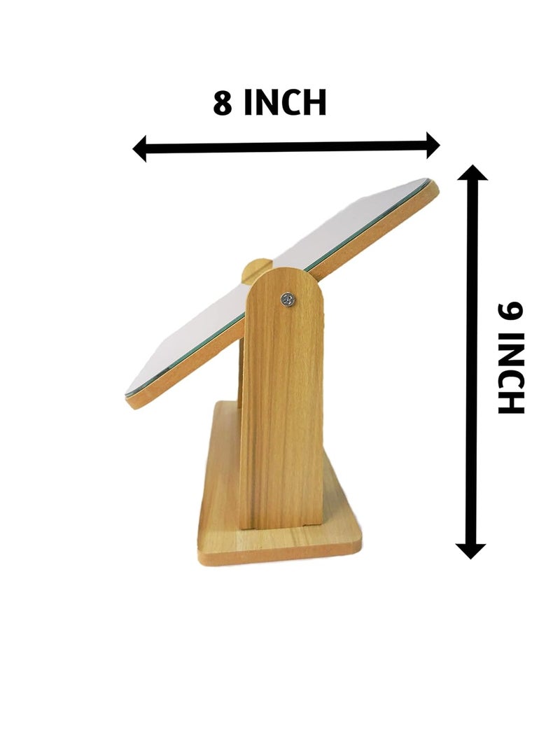 DOOR STEP SHOPPING DOOR STEP SHOPPING Wooden Square One Sided Makeup Mirror Glass Table top Vanity Mirror  - Image 5