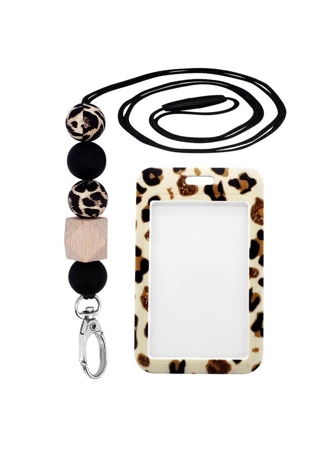BIHRTC Id Badge Holder With Silicone Beaded Breakaway Lanyard Positivity Necklace Lanyards Name Tag Badge Holder For Women Nurses Office School Vertical Teacher Key Chain  - Image 1