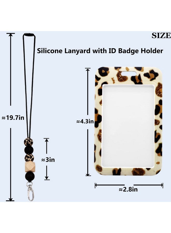 BIHRTC Id Badge Holder With Silicone Beaded Breakaway Lanyard Positivity Necklace Lanyards Name Tag Badge Holder For Women Nurses Office School Vertical Teacher Key Chain  - Image 2