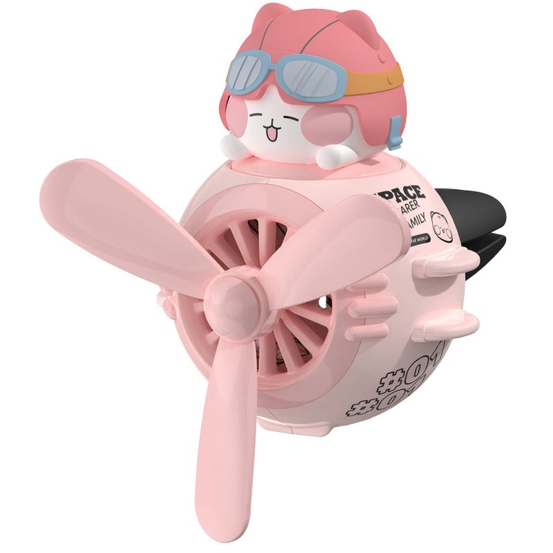 Yokosea Car Air Fresheners Cute Pilot Cat Car Diffuser Rotating Propeller Cartoon Automotive Air Outlet Fan Creative Car Perfume Decoration Automotive Air Fresheners for Cars - Image 1